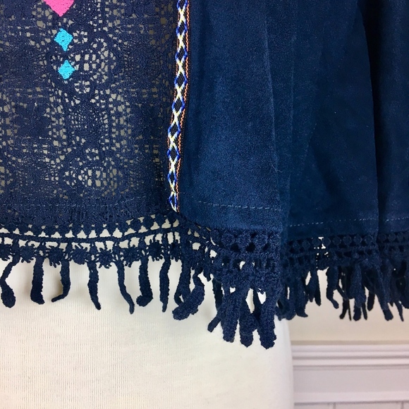 FLYING TOMATO Embroidered Fringe Cape Poncho XS - Picture 4 of 8